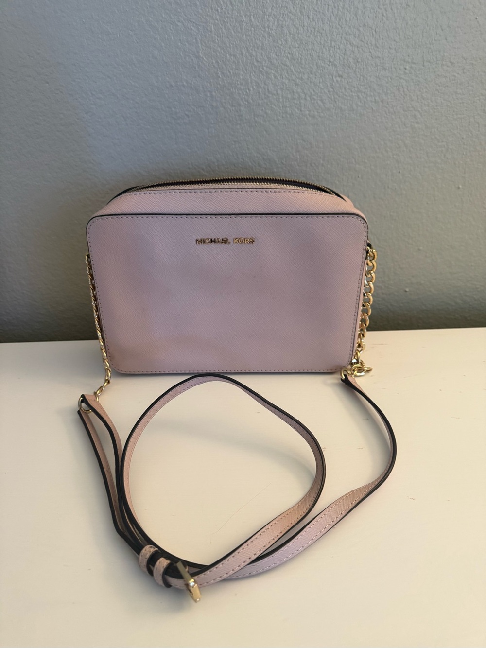Michael Kors Light Pink Saffiano Leather Crossbody Bag